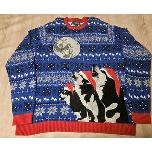 Mens Size Xxl Ugly Christmas Sweater Nordic Holiday Wolves